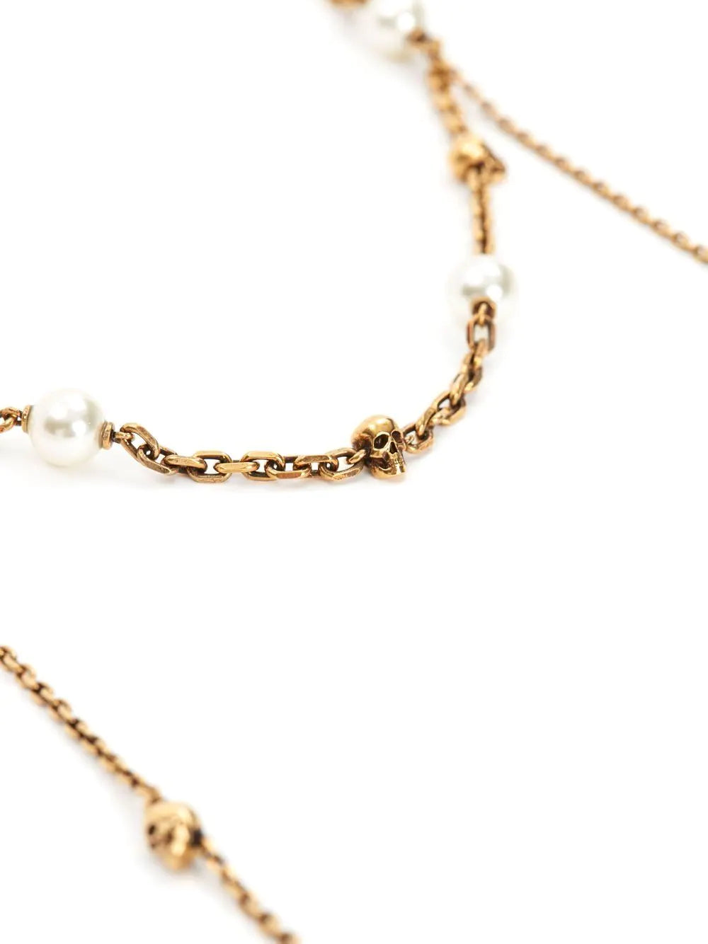 Alexander McQueen faux pearl skull AirPods necklace