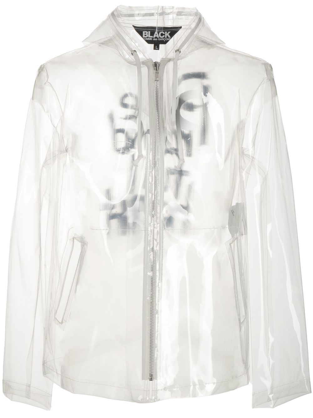 Black Comme Des Garçons  slogan-print transparent jacket