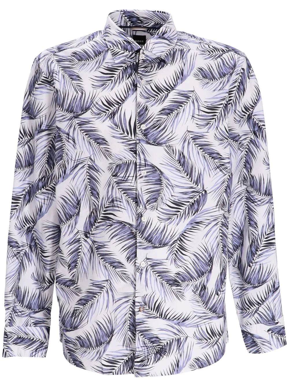 Boss botanical-print cotton shirt