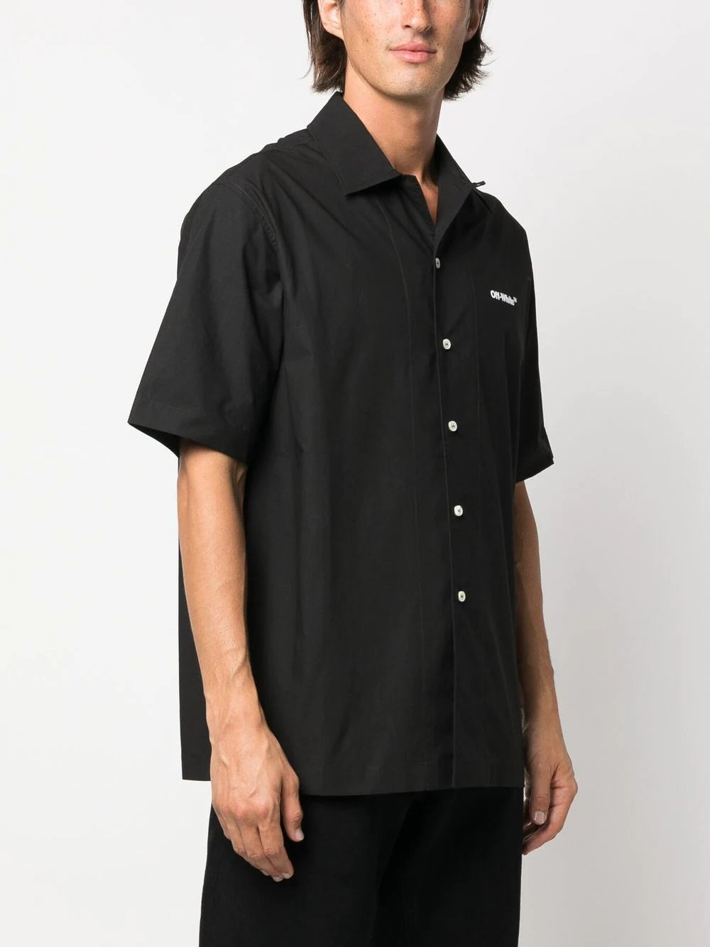 Off-white embroidered-logo cotton shirt