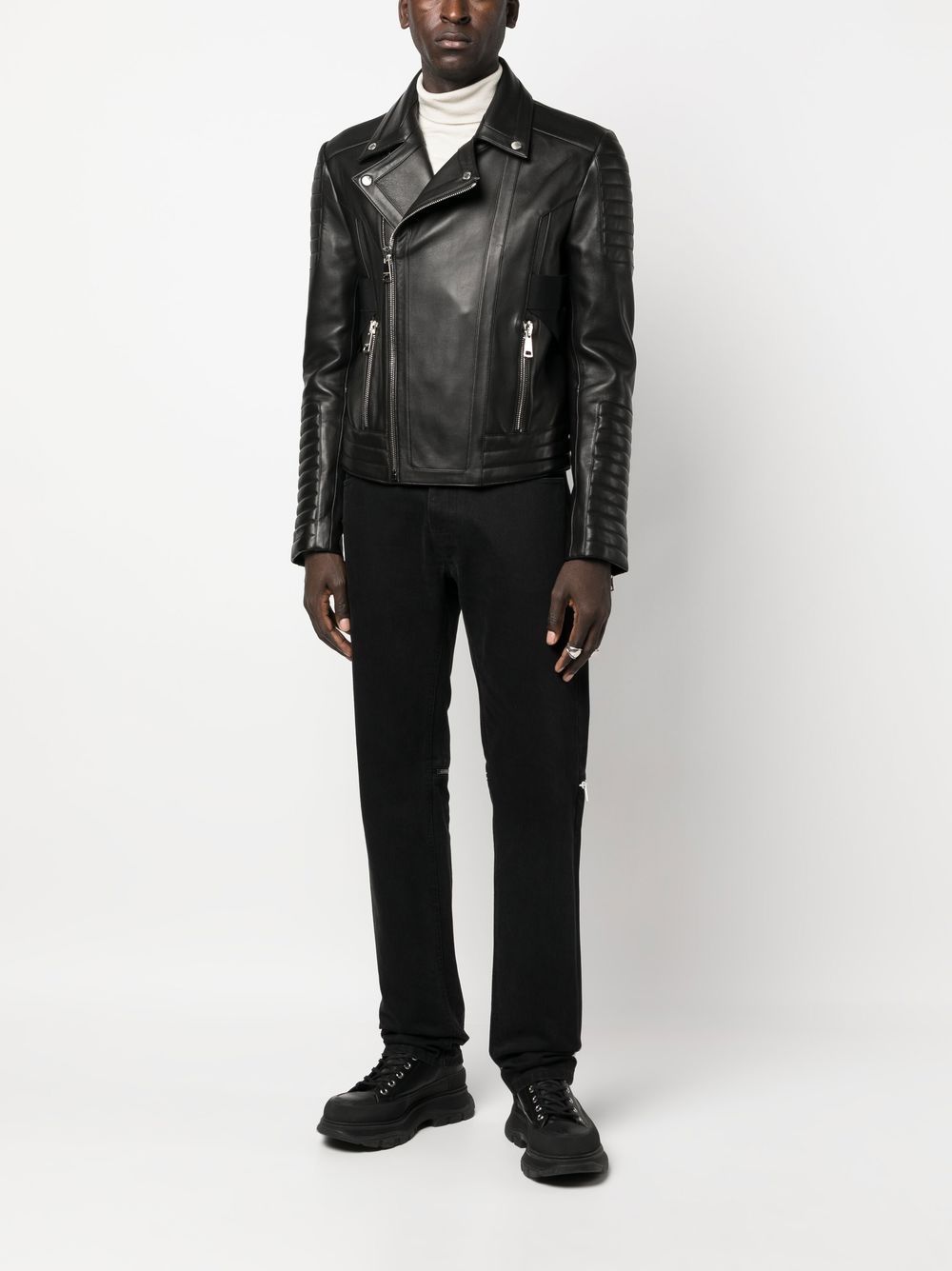 Balmain panelled biker jacket