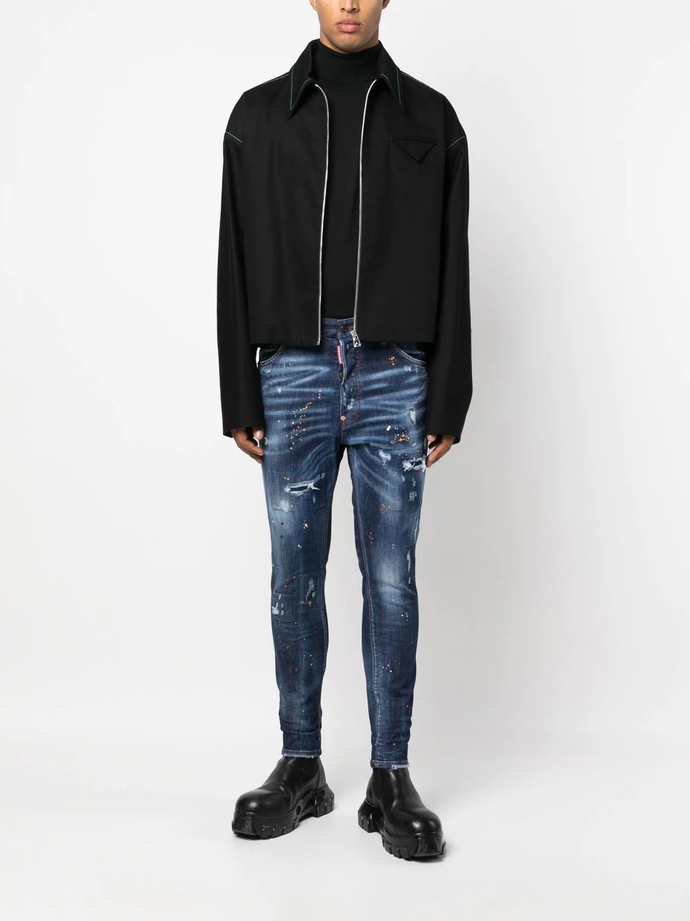 Dsquared2 distressed paint-splatter skinny jeans