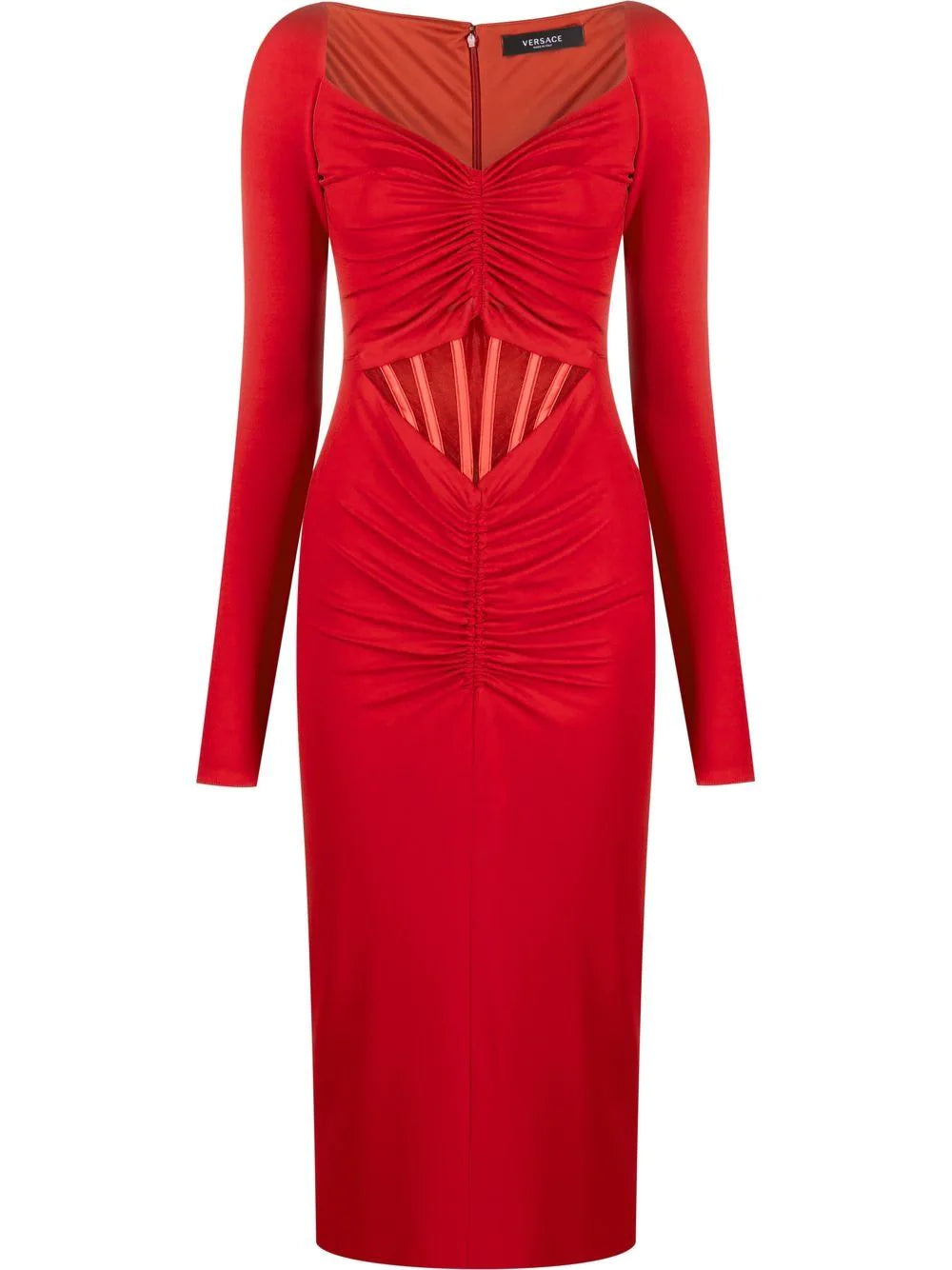Versace  gathered-detail long-sleeve dress