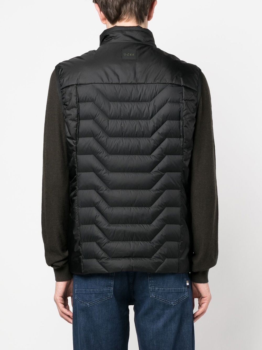 BOSS logo-print quilted jacket