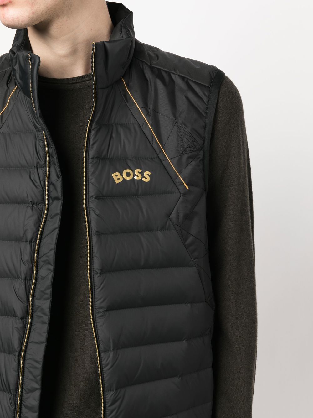 BOSS logo-print quilted jacket