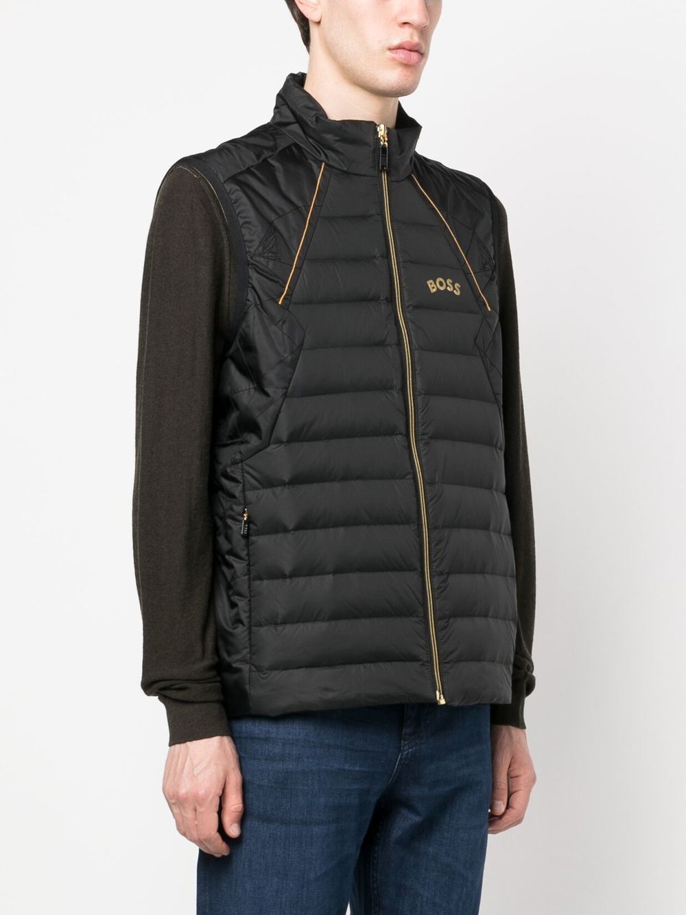 BOSS logo-print quilted jacket