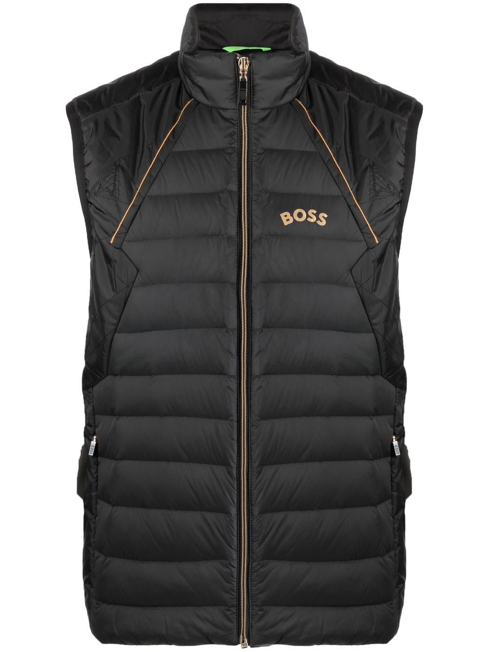 BOSS logo-print quilted jacket