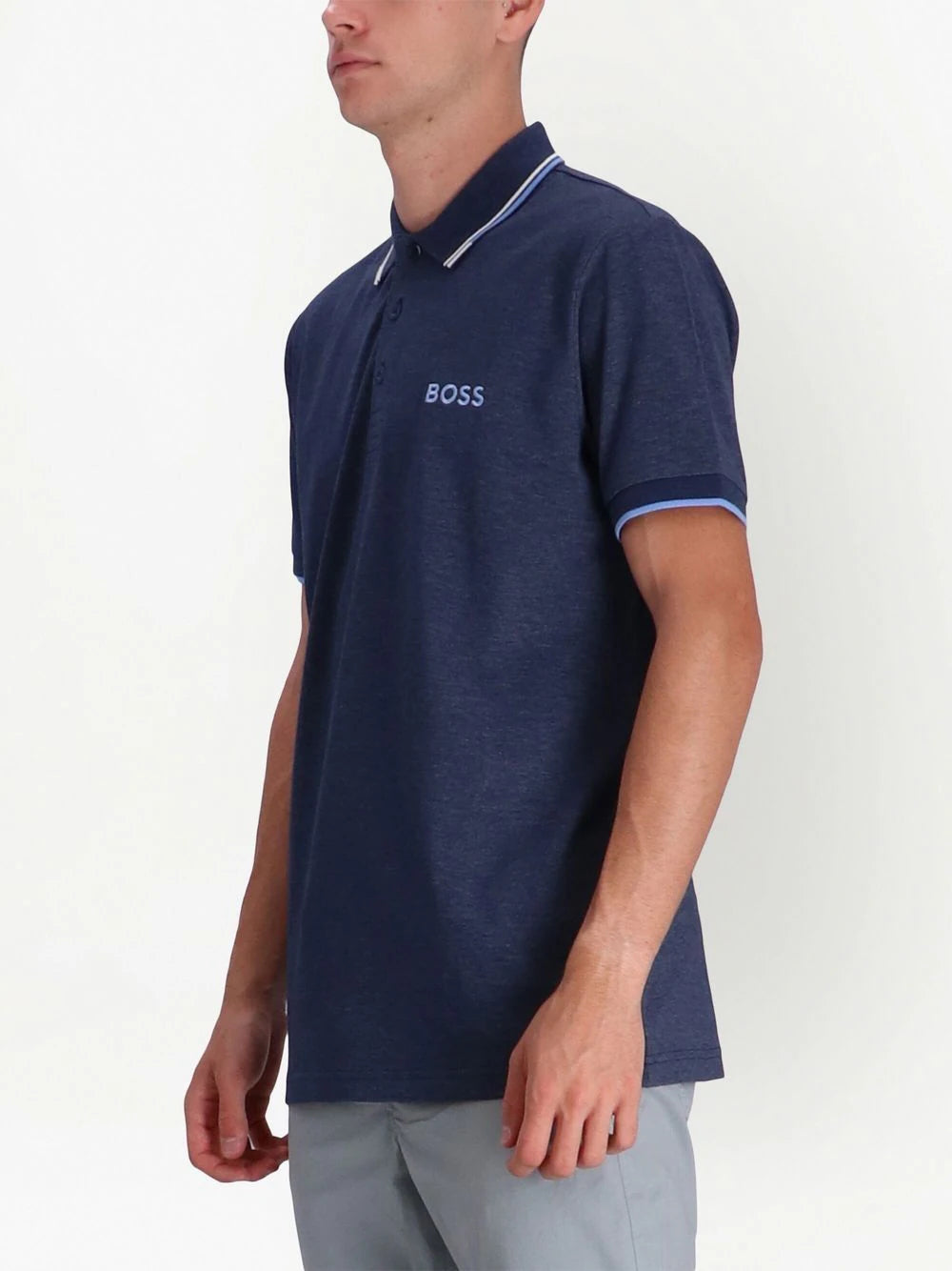 BOSS logo-print cotton polo shirt