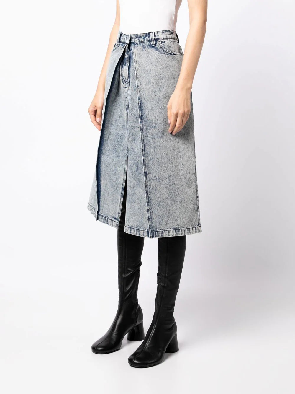 3.1 Phillip Lim  overdyed denim pleated skirt