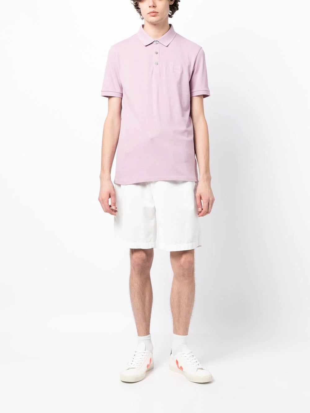 Boss logo-patch cotton polo shirt
