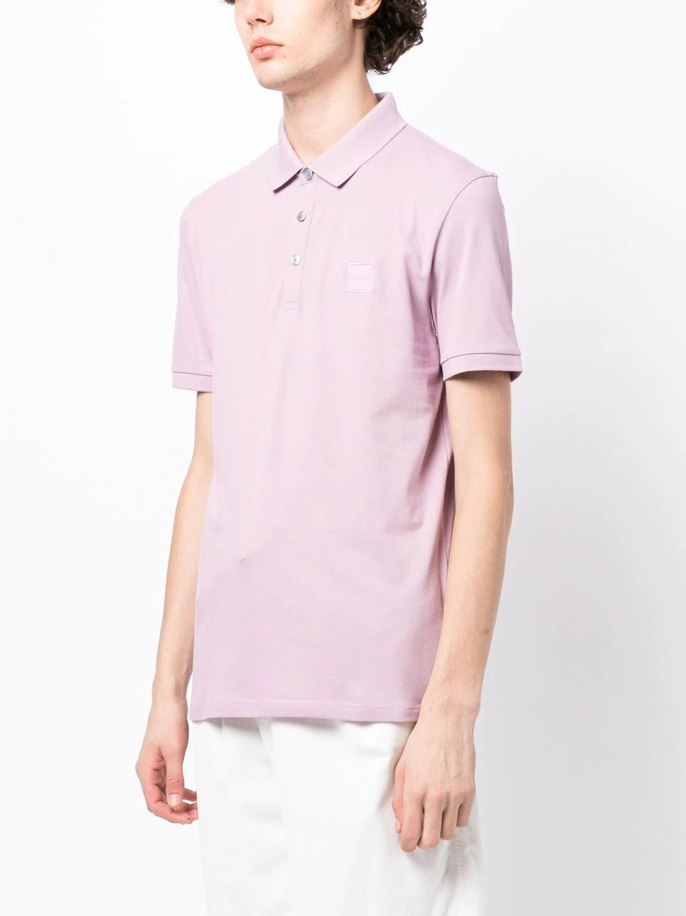 Boss logo-patch cotton polo shirt