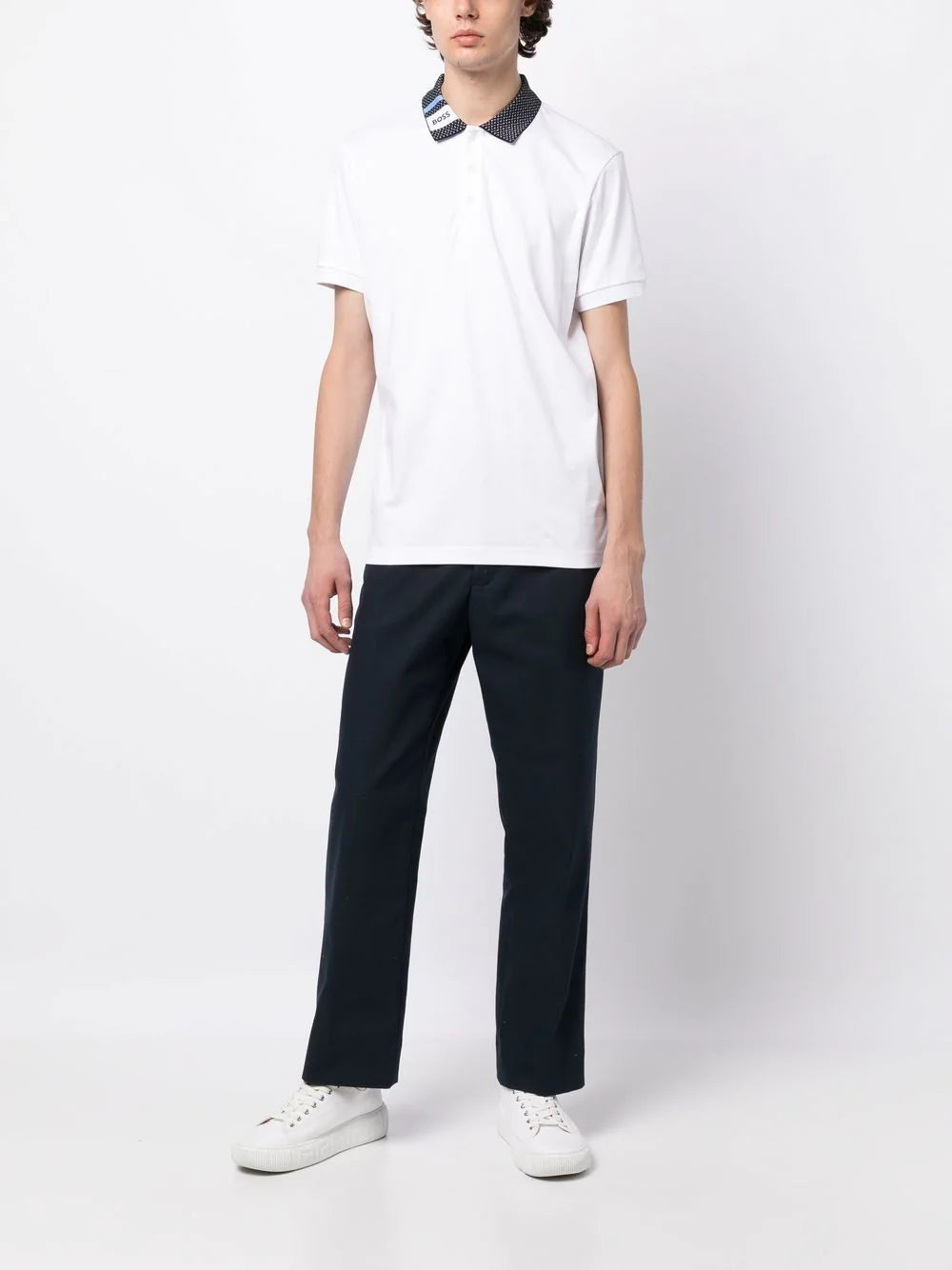 BOSS contrast-collar polo shirt