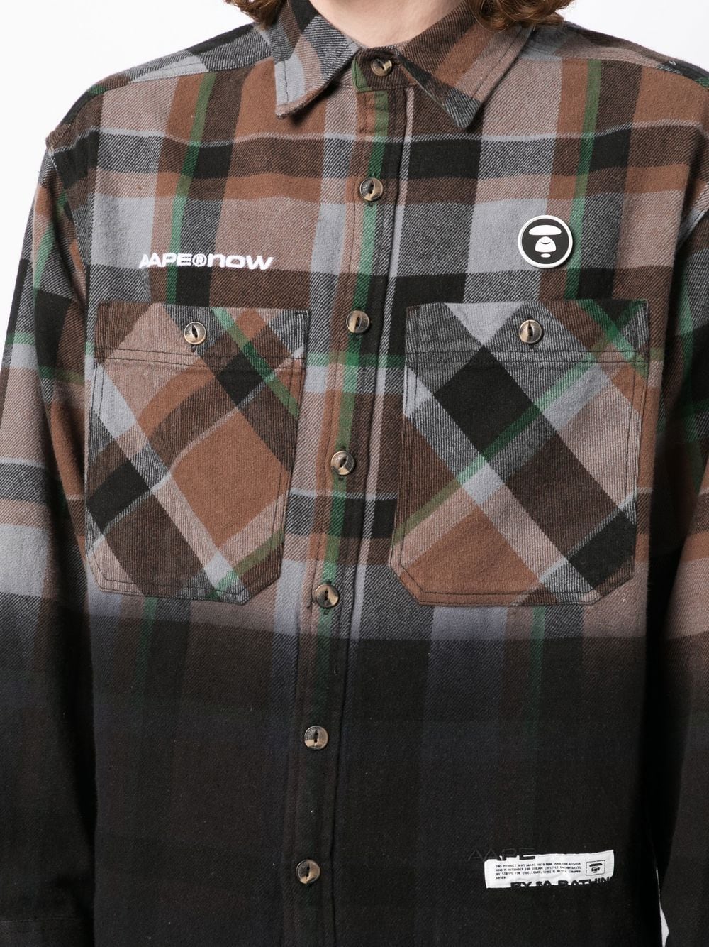 AAPE BY *A BATHING APE®  ombré checkered shirt