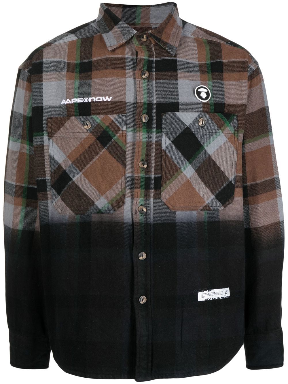 AAPE BY *A BATHING APE®  ombré checkered shirt