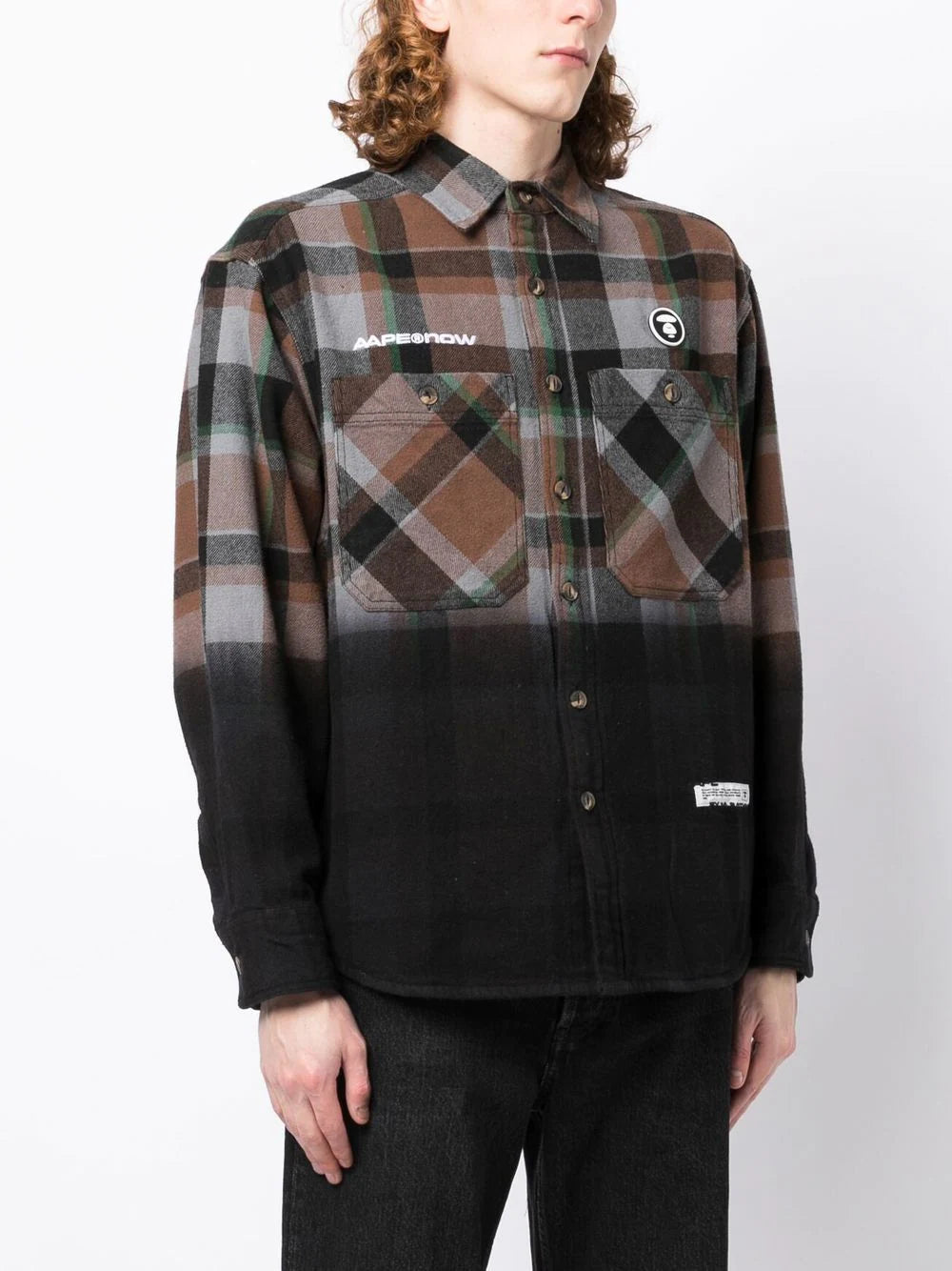 AAPE BY *A BATHING APE®  ombré checkered shirt