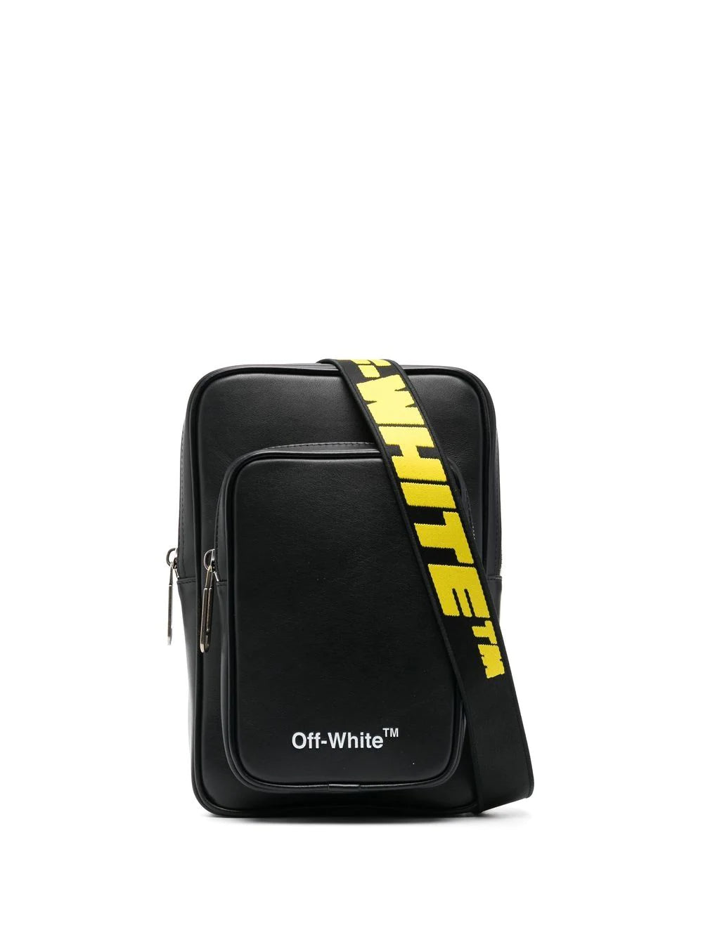 Off-white logo-strap leather backpack
