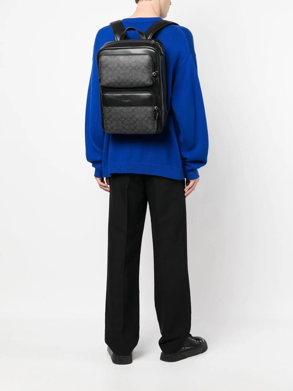 Coach monogram-print leather backpack