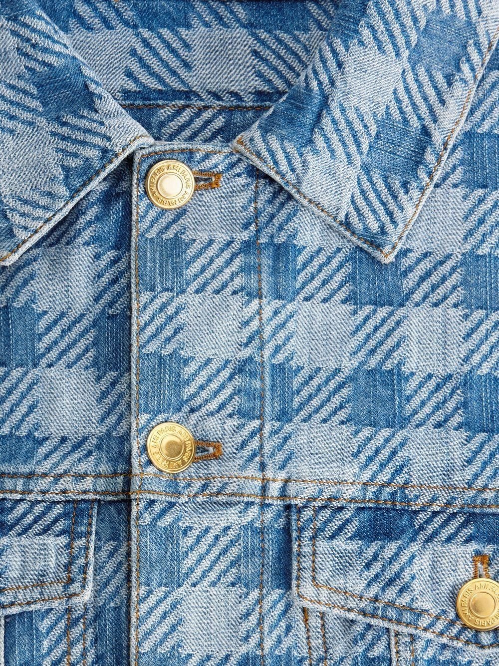 AMI Paris check-pattern denim jacket
