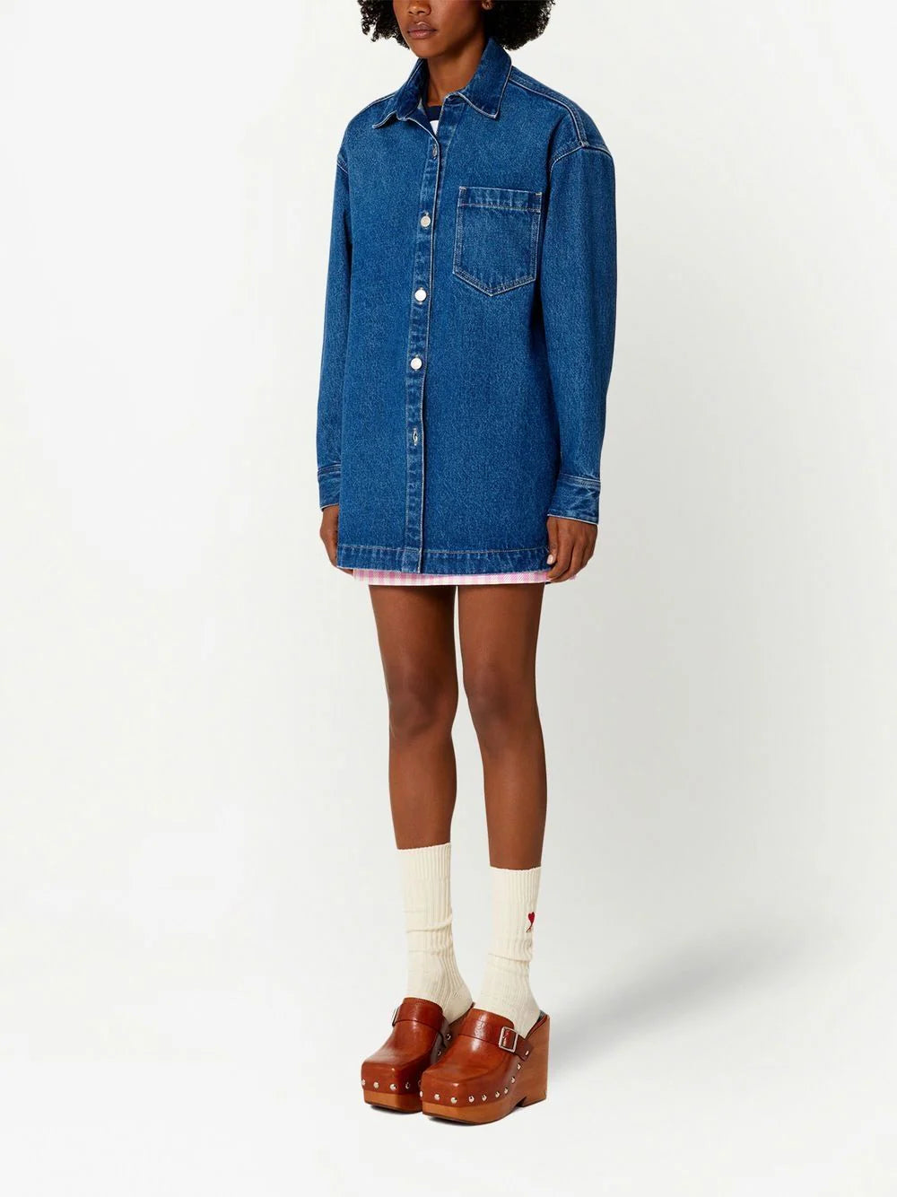 AMI Paris  spread-collar denim overshirt