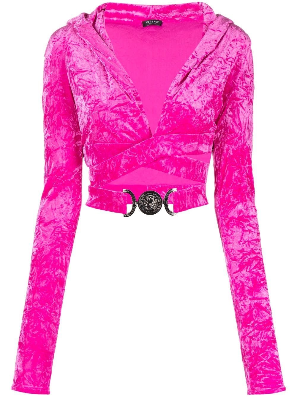Versace  crossover velvet-finish top