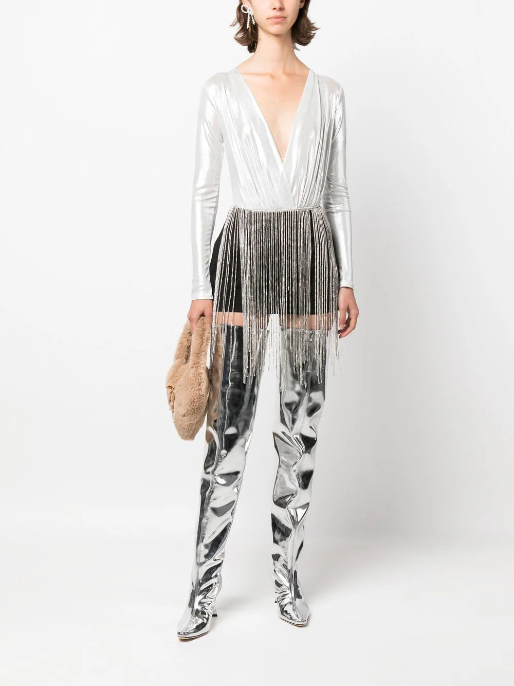 Atu Body Couture metallic V-neck bodysuit