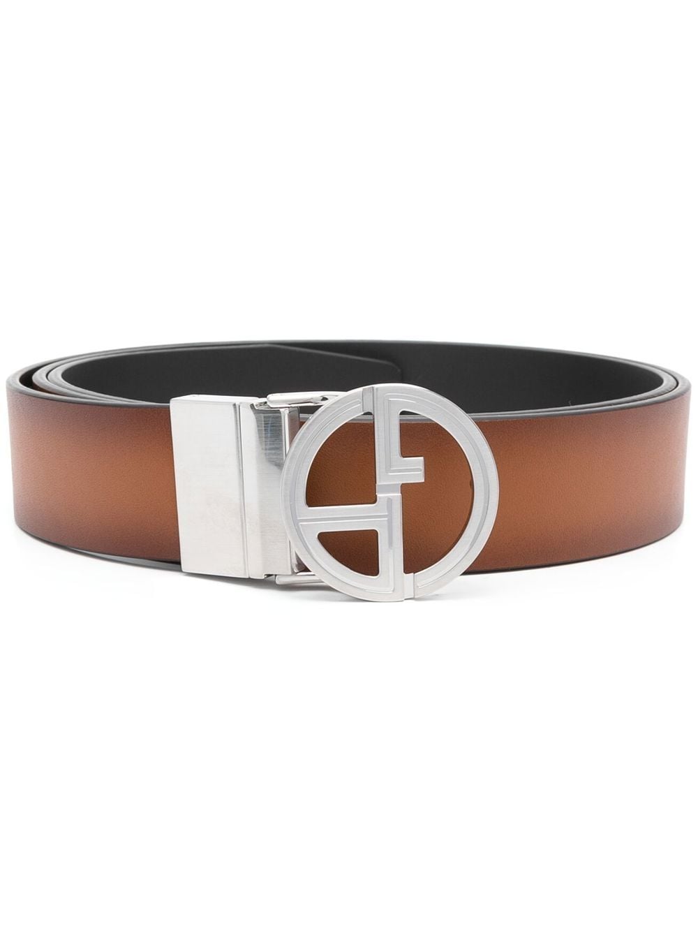 Giorgio Armani logo-buckle leather belt