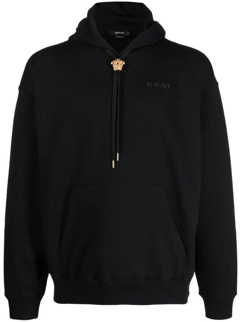 Versace  Medusa-drawstring rib-trimmed hoodie