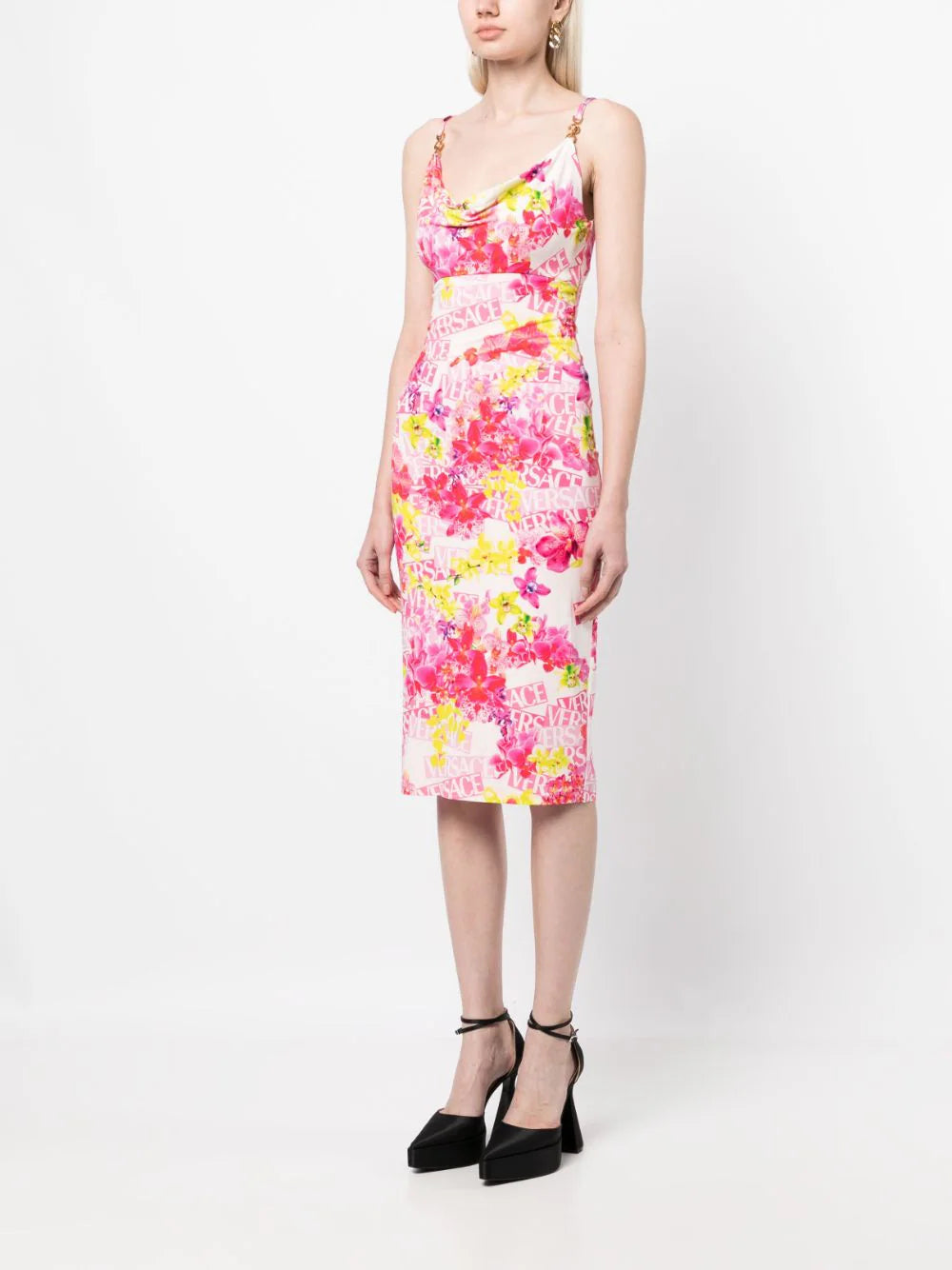Versace  floral-print midi dress