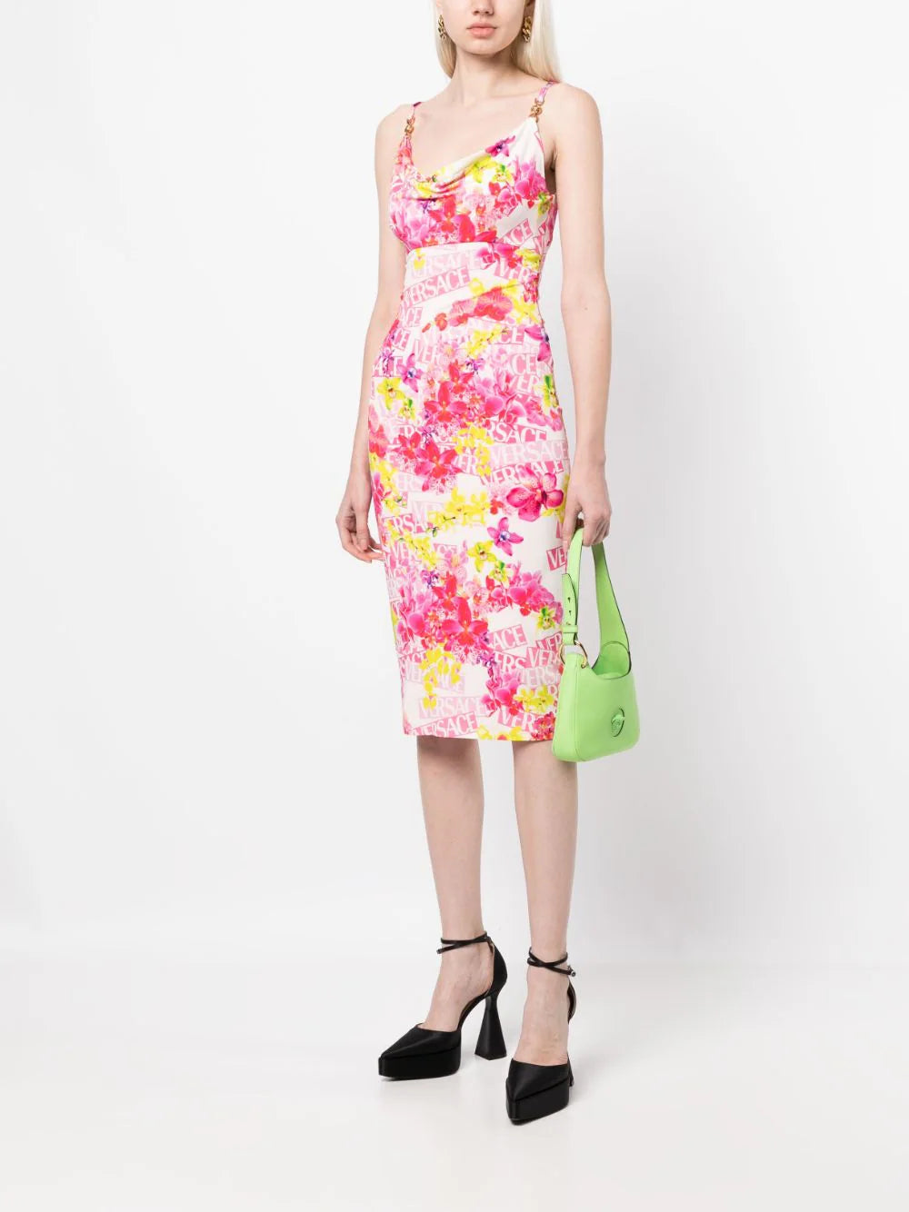 Versace  floral-print midi dress