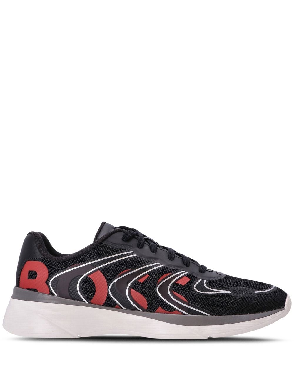 BOSS reflective-detail mesh low-top sneakers