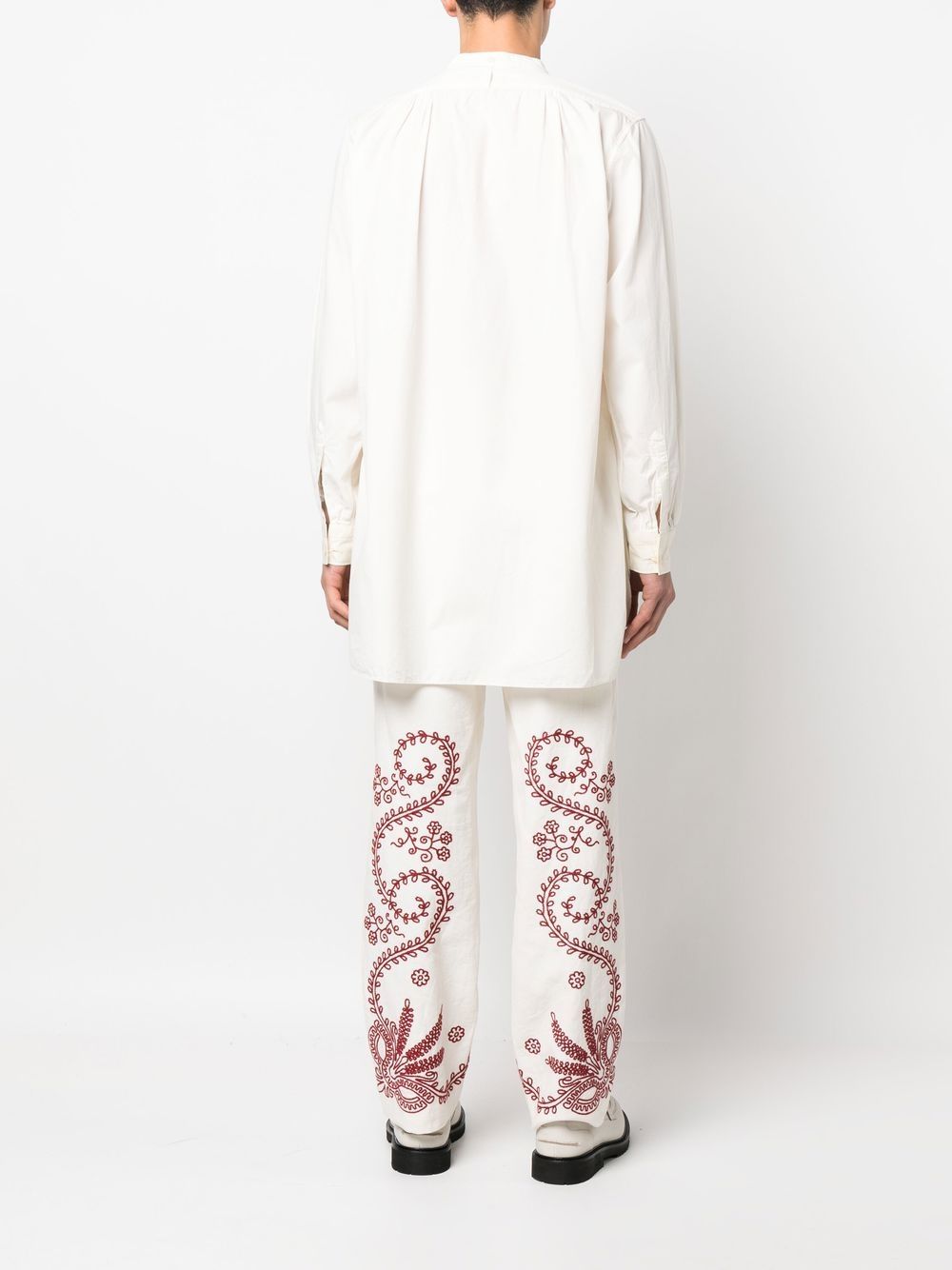 BODE  logo-embroidered collarless shirt