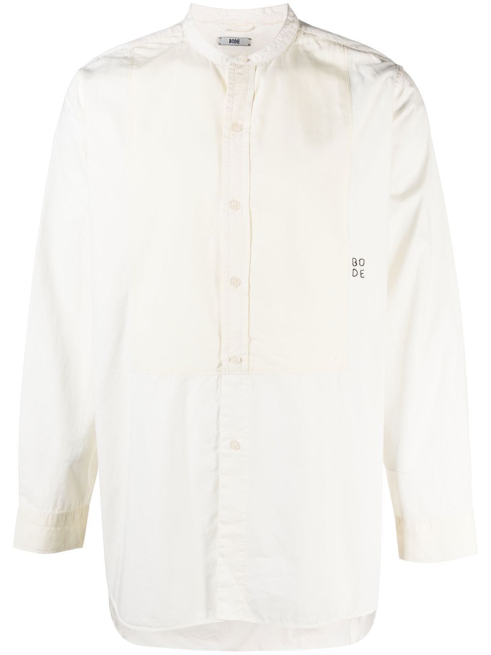 BODE  logo-embroidered collarless shirt