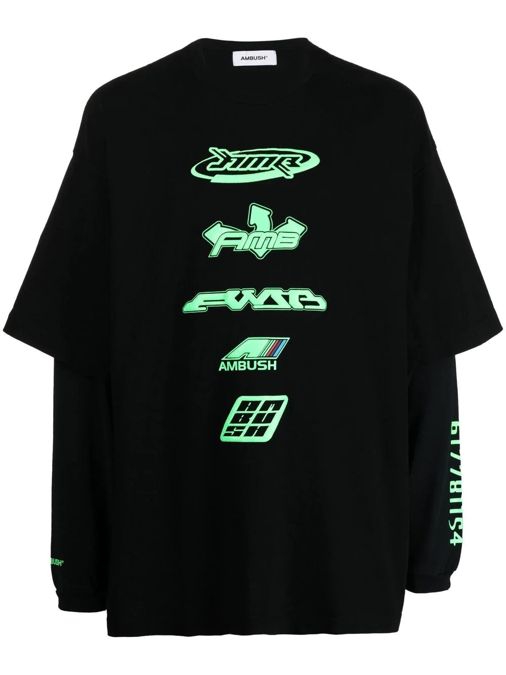 AMBUSH  cotton layered logo-print T-shirt