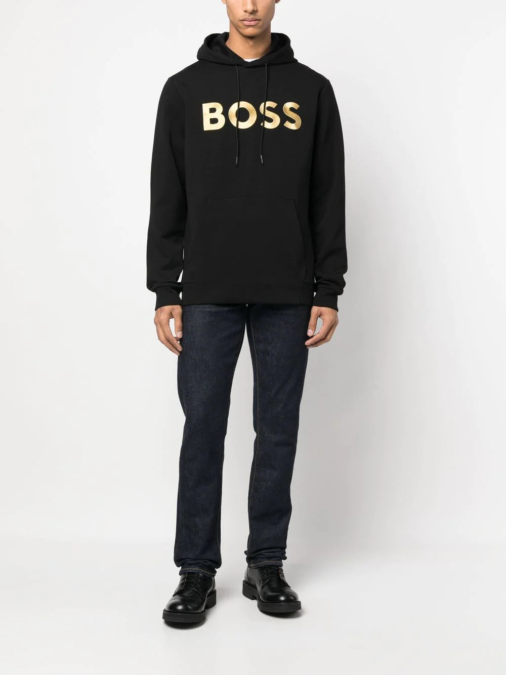 BOSS Black Logo Print Hooded Sweatshirt