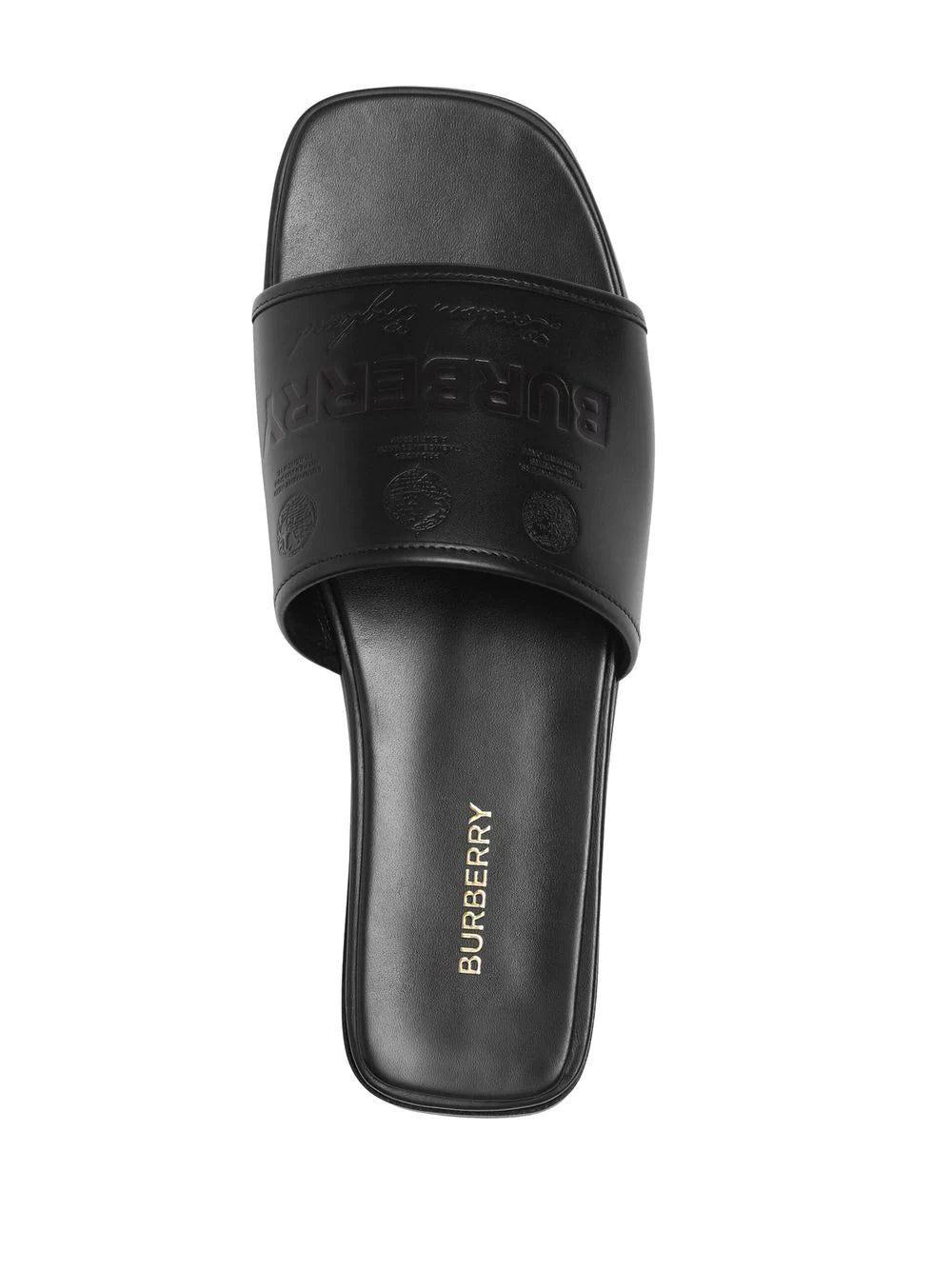 Burberry  embossed label leather slides