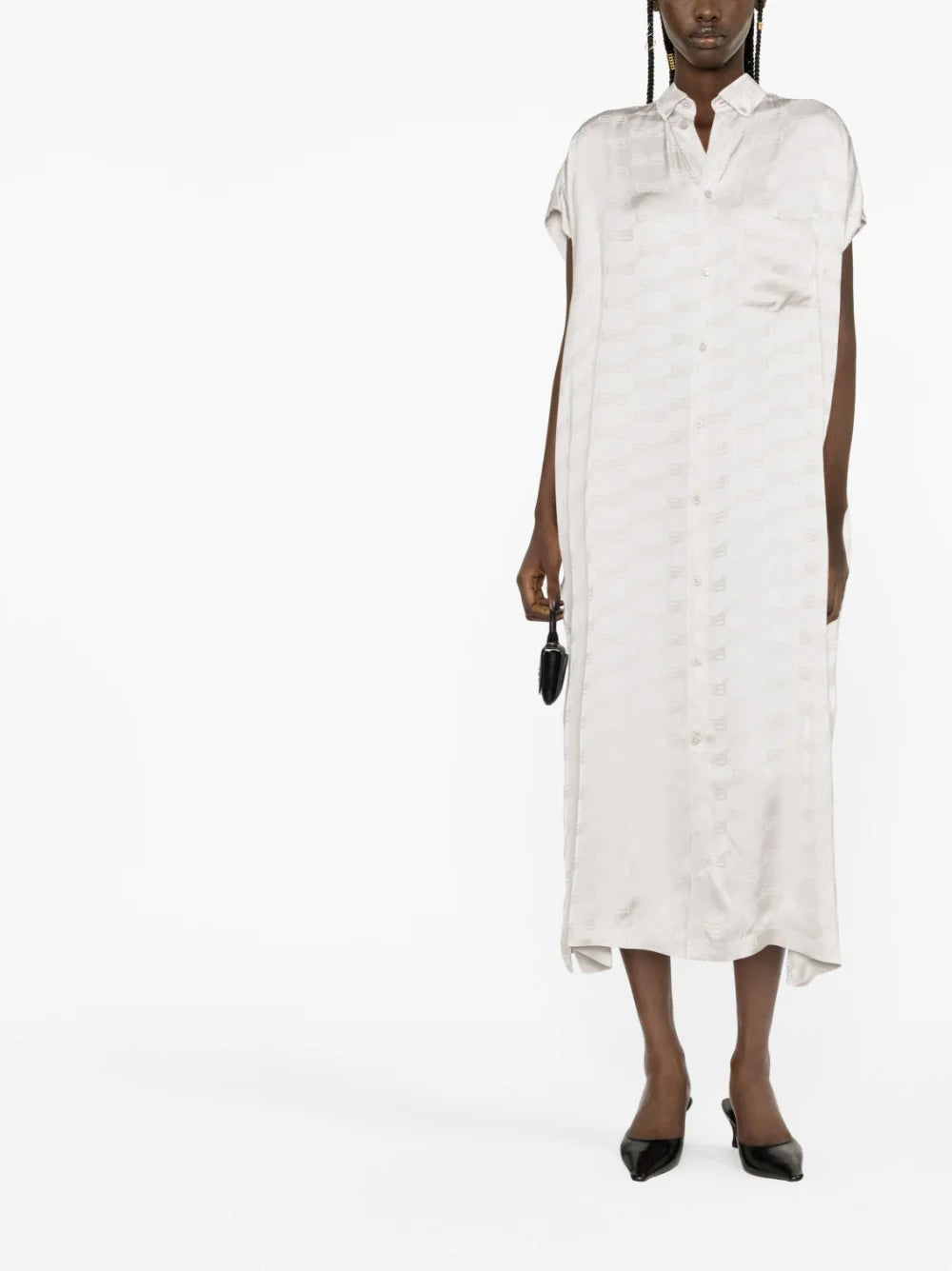 Balenciaga  Raw-cut monogram midi dress
