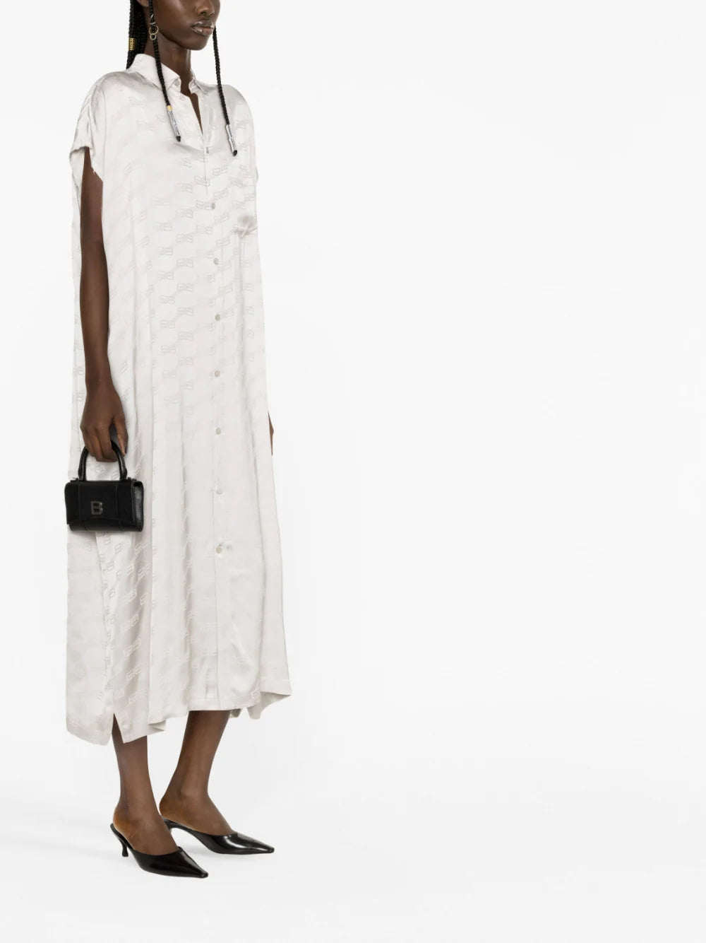 Balenciaga  Raw-cut monogram midi dress