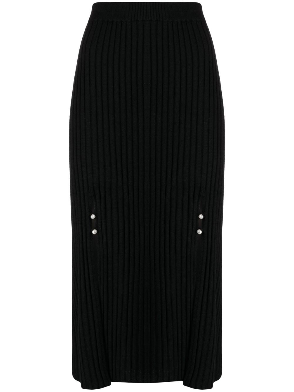 b+ab  ribbed-knit front-slit skirt