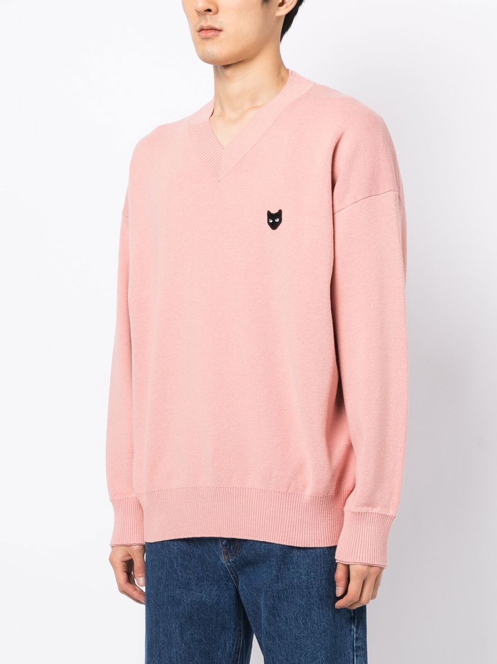 ZZERO BY SONGZIO Panther-patch V-neck jumper