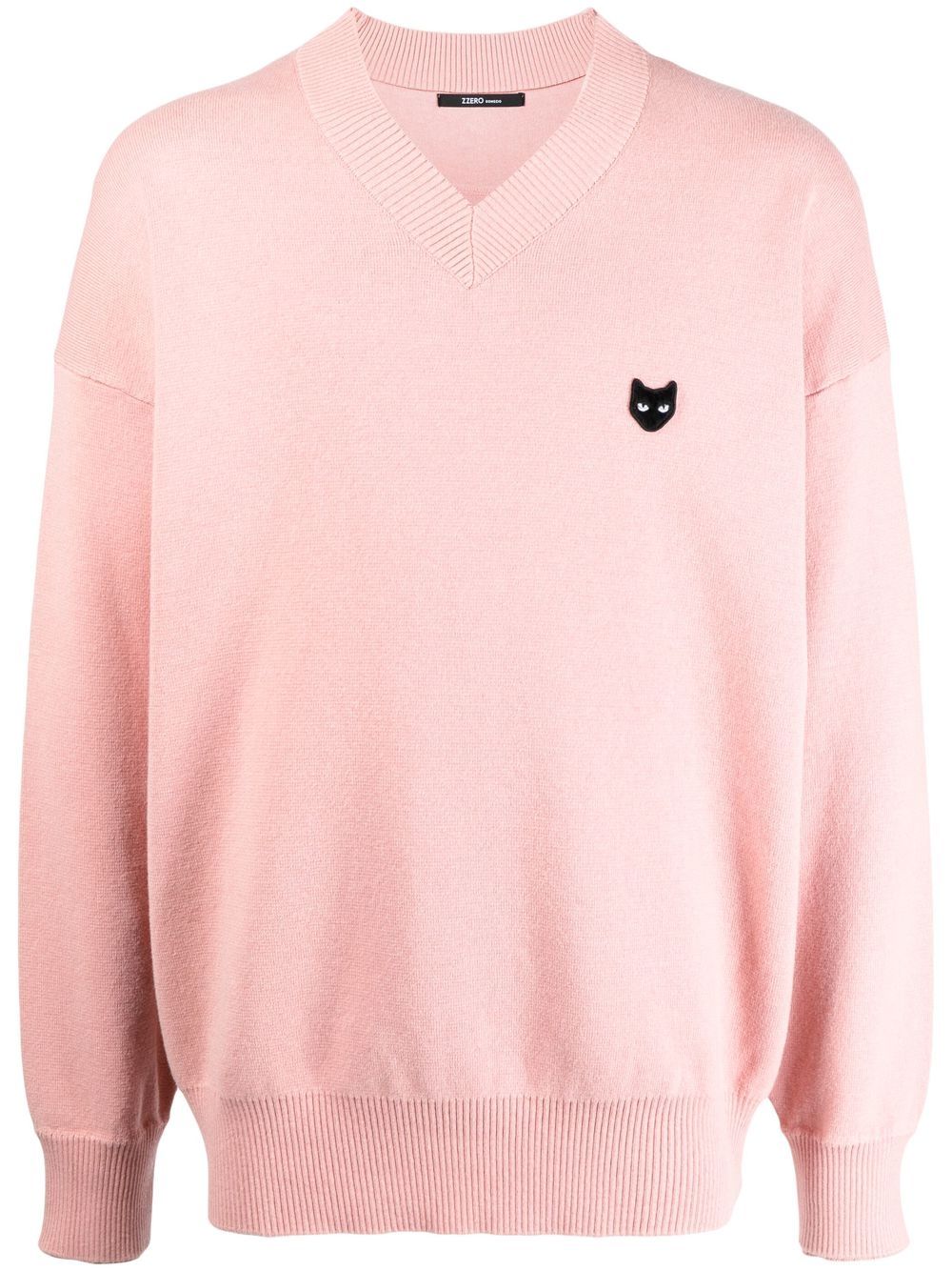 ZZERO BY SONGZIO Panther-patch V-neck jumper