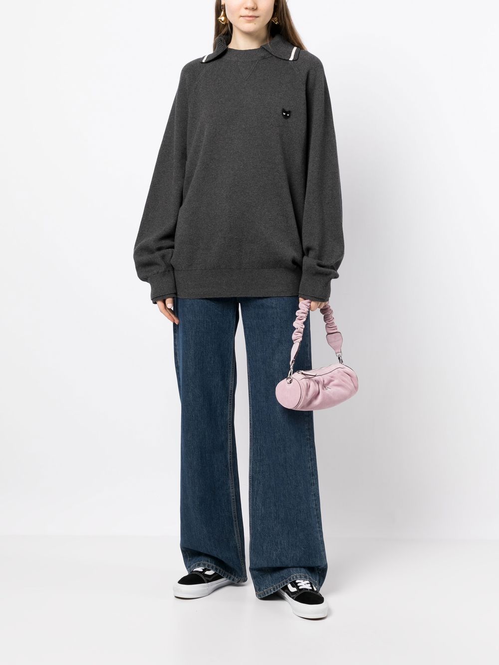 ZZERO BY SONGZIO  collar-detail crew-neck jumper