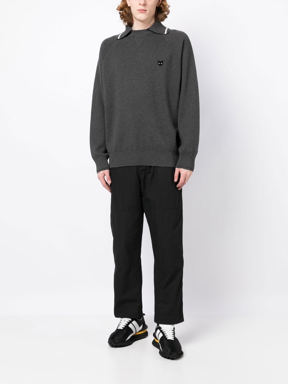 ZZERO BY SONGZIO  collar-detail crew-neck jumper