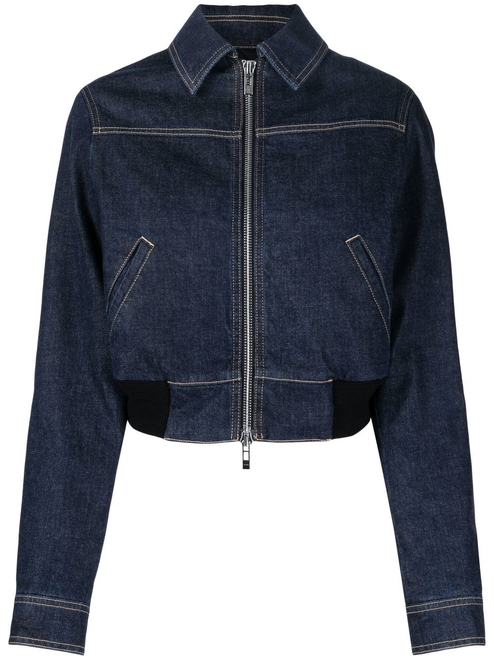 Alaïa  cropped dark-wash denim jacket