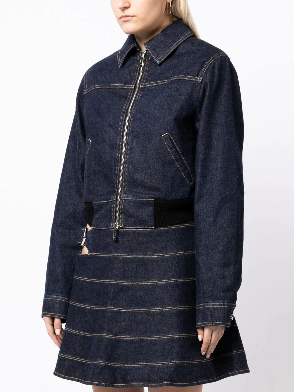 Alaïa  cropped dark-wash denim jacket