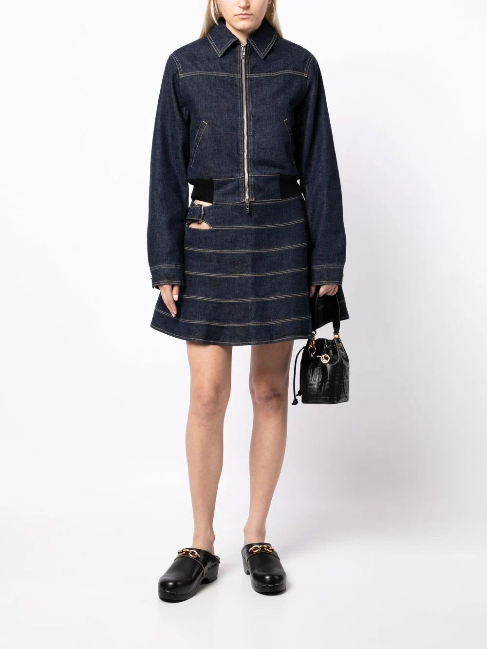 Alaïa  cropped dark-wash denim jacket