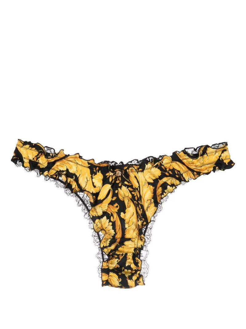 Versace  lace-panel silk thong