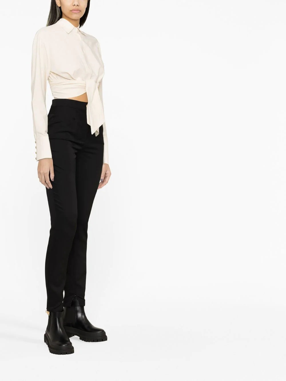Balmain  waist-tied cropped shirt