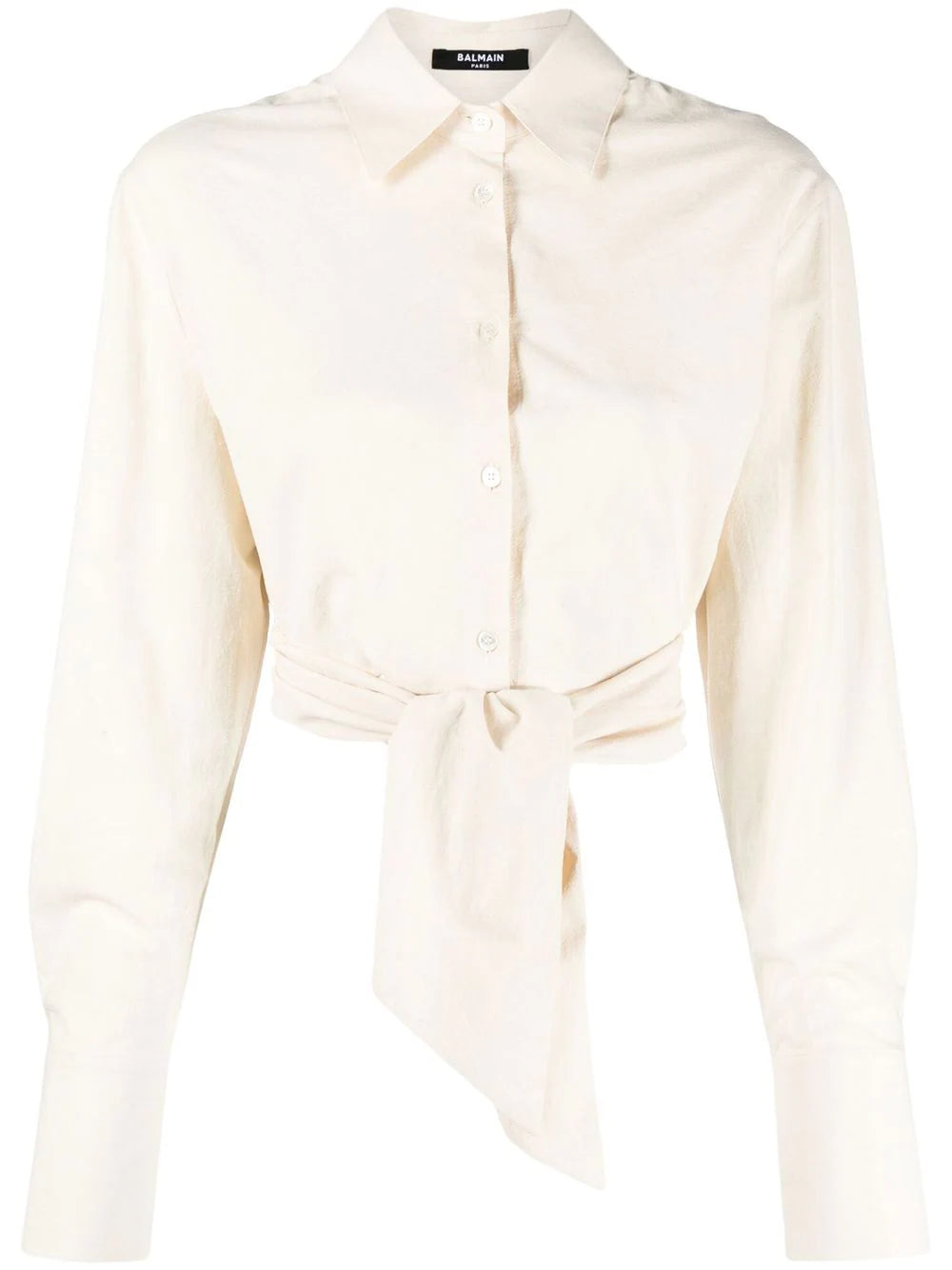 Balmain  waist-tied cropped shirt