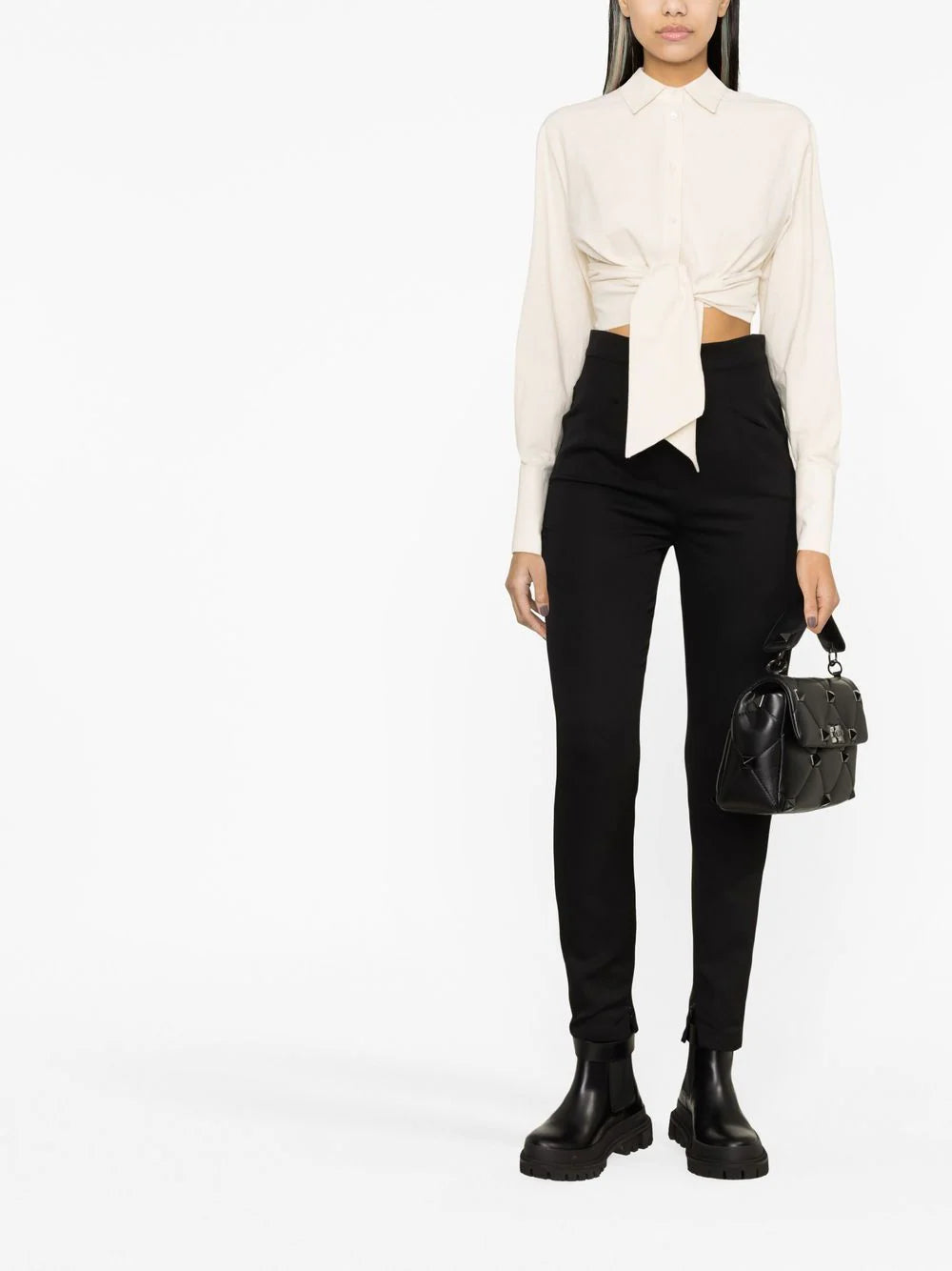 Balmain  waist-tied cropped shirt