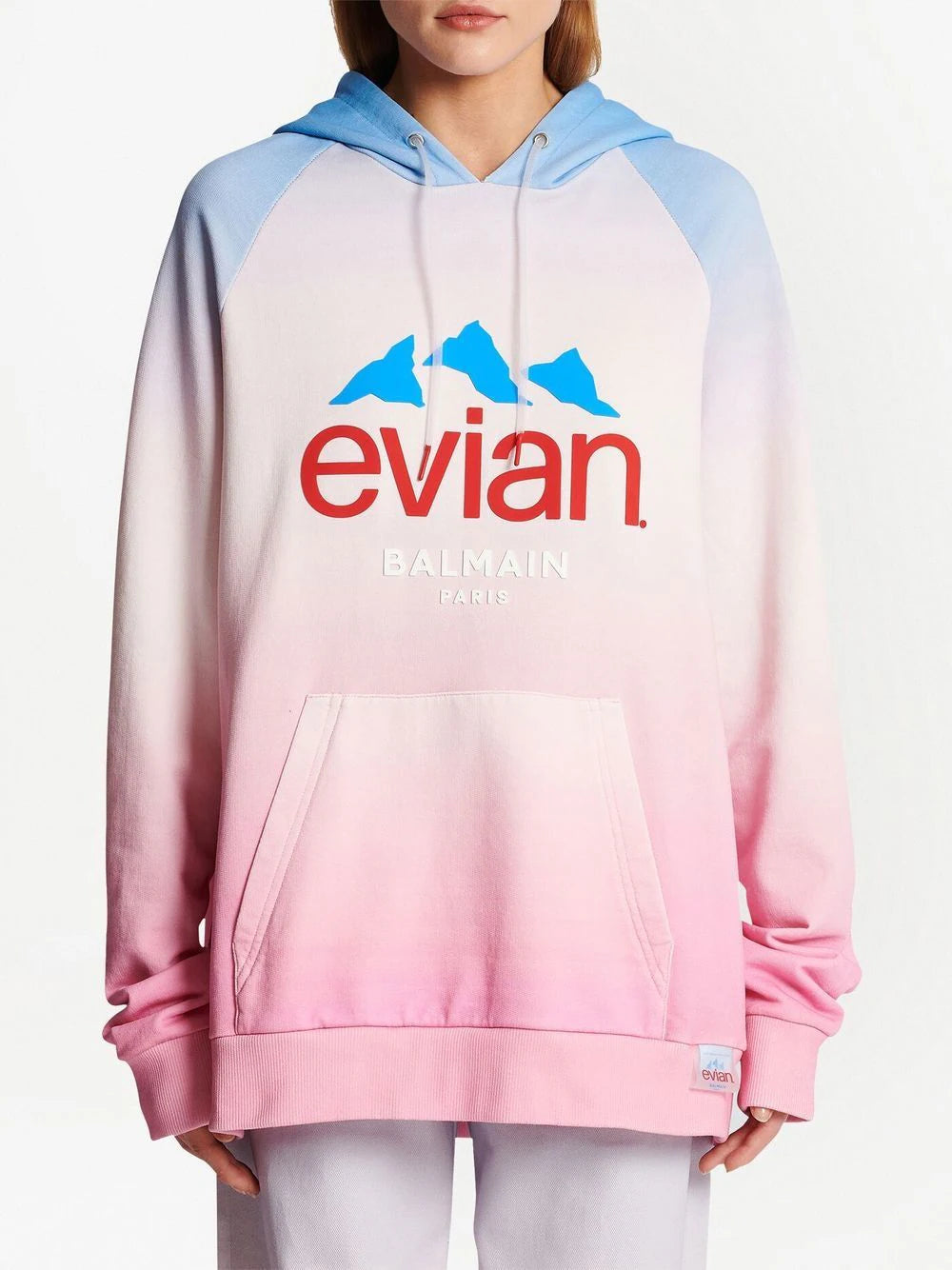 Balmain  x Evian gradient-effect oversized hoodie